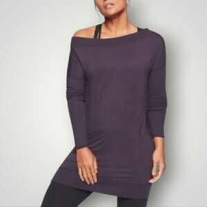 Athleta Dress Womens S‎ Purple Long Sleeves Relaxed Fit Tunic Draped Cowl Neck